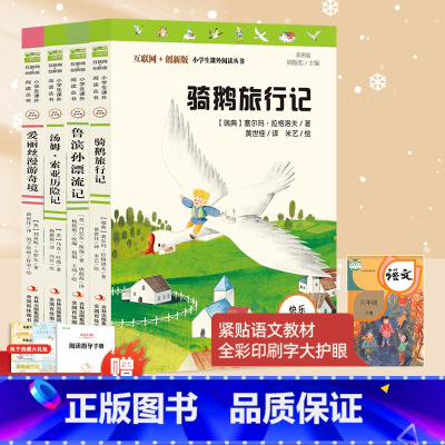 六年级下册必读-4本(骑鹅旅行记+鲁滨孙漂流记+汤姆·索亚历险记+爱丽丝漫游奇境) [正版]学而思快乐读书吧六年级下册