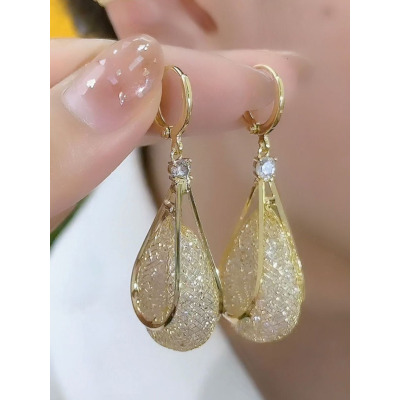 轻奢高级感独特设计水滴耳坠百搭耳饰气质网状水晶冷淡风优雅耳环送女朋友老婆情人节七夕生日礼物