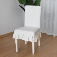 家柏饰(CORATED)针织家用弹力座椅套餐椅垫套装简约酒店凳子套餐桌椅子套罩通用 米白缎面短裙