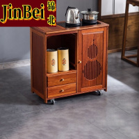 锦北实木移动茶水柜茶桌边柜泡茶台烧水壶一体边柜单门双抽不锈钢电器