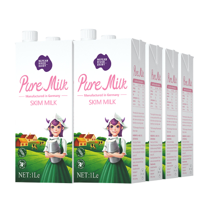 尼平河脱脂牛奶1L*12德国原装进口整箱常温脱脂纯牛奶