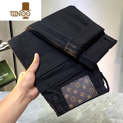 YANXU纯黑色牛仔裤男款2023年夏季新款潮牌修身小脚九分高端直筒裤