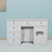 初嘉 CJ全钢制保险桌密码保险桌收银财务桌1.2m白色六斗电子锁