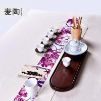 美帮汇日式手工布艺棉麻茶席桌旗小茶杯托盘壶承功夫茶具配件摆件