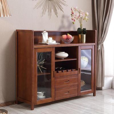 青木川 实木餐边柜酒柜一体靠墙家用客厅餐厅家用厨房橱柜置物架碗柜酒水柜茶水柜收纳储物柜备餐柜 简约现代中式