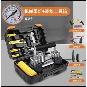 [补贴10%]车载充气泵打气泵汽车用小型便携式轿车电动轮胎12V双缸高压气泵 真双60缸机械[纯铜机芯★可打10压]送