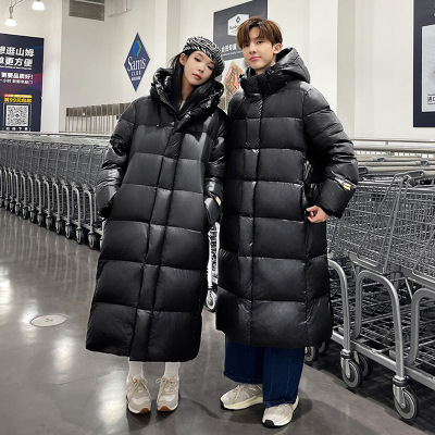 MESONGHUA连帽八格五格羽绒服男女情侣同款加厚鹅绒外套
