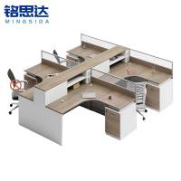 铭思达屏风办公桌干字型四人位含柜套