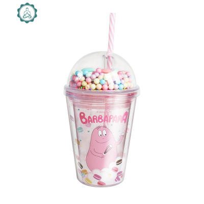 Brbpp新款可爱双层马卡龙随手杯子网红吸管杯夏天水杯奶茶塑料杯封后