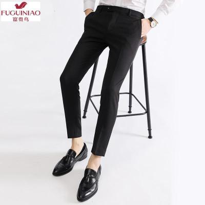 富贵鸟（FUGUINIAO）春季新款男士时尚休闲裤修身韩版简约小脚西裤潮流大码九分裤子男裤