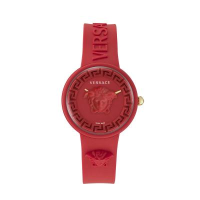 Versace/范思哲女款石英表红面白盘时尚潮流欧美腕表