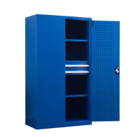豪利特重型工具柜加厚物件工具储物柜工厂铁皮柜汽修厂零件收纳柜蓝色四层二抽带挂板
