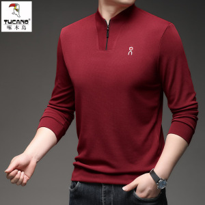 啄木鸟2025秋冬季新款长袖男士半拉链立领宽松上衣打底衫男士卫衣