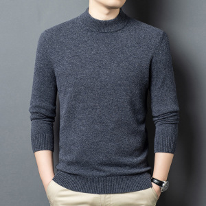 全毛加厚435克半高领男士羊毛衫冬季100纯羊毛保暖打底毛衣男