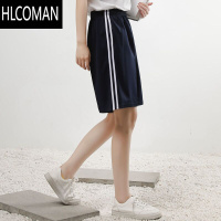 HLCOMAN校服裤子五七分裤高中生男女宽松夏季两道杠中学生校裤