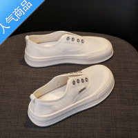 SUNTEK帆布鞋女2023新款夏季网面透气网鞋一脚蹬女鞋子百搭配裙子小白鞋