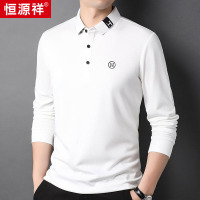 恒源祥高端刺绣山羊绒长袖t恤男士2025秋冬新款莫代尔polo打底衫