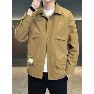 新款外套男装春秋季翻领工装风夹克宽松潮流痞帅休闲轻薄夹克