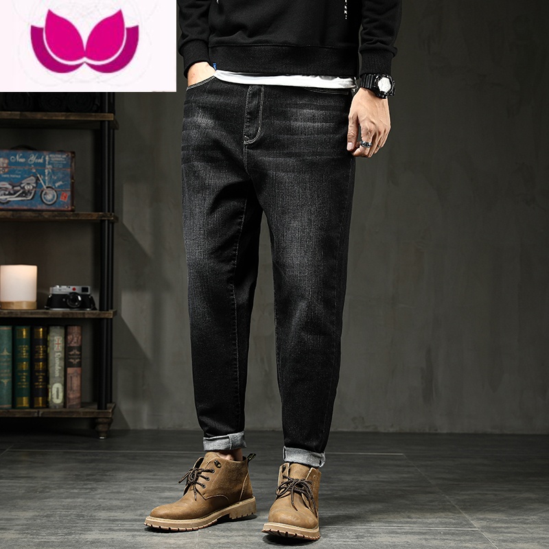 七斓大码男裤潮胖直筒小脚加肥加大250斤牛仔裤男显瘦胖子长裤潮
