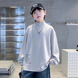 男童德绒打底衫新款秋冬中大童保暖加厚上衣儿童半高领内搭潮