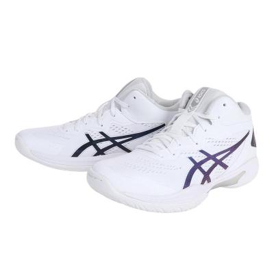 ASICS女款轻便防滑篮球鞋透气支撑训练运动鞋白蓝标准版