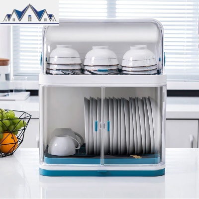厨房碗架碗筷收纳盒装碗箱塑料碗柜家用碟盘沥水置物架带盖放餐具 三维工匠