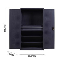 迅迈 [黑色]内二抽工具柜+背网 重型工具柜 加厚移动收纳工具车 汽修工厂车间铁皮五金工具柜子推车