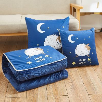 加绒加厚水晶绒两用抱枕被子多功能抱枕被靠垫免费来图定制LOGO