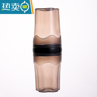 敬平旅行洗漱杯套装情侣漱口杯子便携式牙缸透明出差装牙膏牙刷收纳盒 优雅灰[洗漱/收纳两用 旋转卡扣设计不脱落]