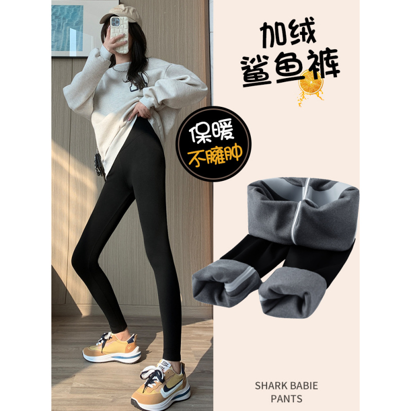 加绒鲨鱼裤女外穿冬季加厚保暖裤新款高腰提臀瑜伽黑色打底裤