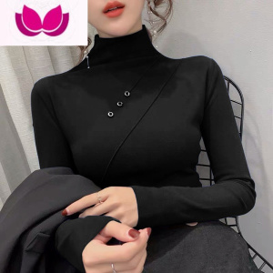 七斓半高领加厚长袖韩版内搭打底衫新款双面德绒保暖T恤上衣女