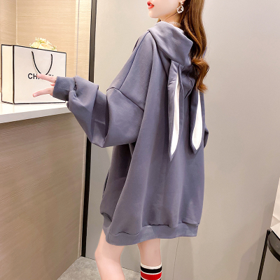 FISHBASKET2020年新款超大码胖mm中长款连帽卫衣女学生宽松加绒加厚外套卫衣女