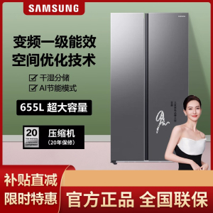 三星AI神5系RS70F65P1TSC月光银 655L 超大容量 干湿分储 AI节能模式 对开门冰箱