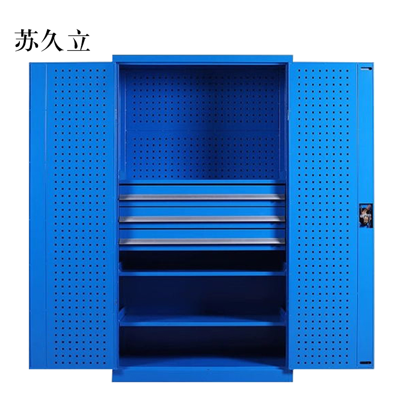 苏久立工具柜加厚铁皮储物柜工厂车间用带抽屉汽修多功能收纳柜通门内三抽柜蓝色