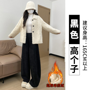 羊羔绒裤女秋冬季新款特厚东北棉裤外穿小个子毛呢阔腿裤_564_761