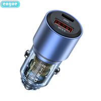 engue恩谷 快速充电双USB口设计透明外壳15W车载充电器 EG-CM09