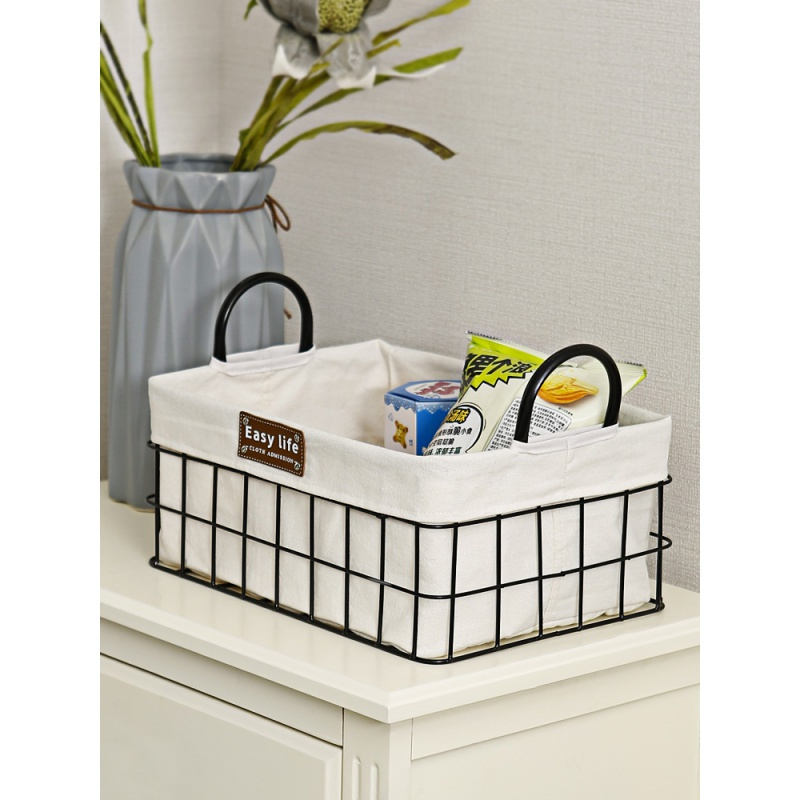 家柏饰(CORATED)ins铁艺收纳筐化妆品收纳盒桌面零食置物框杂物面膜收纳篮宿舍架