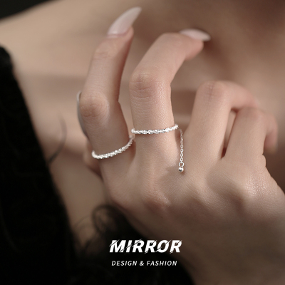 925纯银满天星戒指女指环小众设计ins抽拉简约时尚个性尾戒送女朋友老婆情人节七夕生日礼物