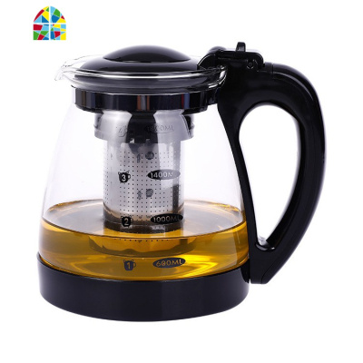 新款玻璃有刻度冷水壶家用1800ml大容量不锈钢滤网泡茶壶 FENGHOU JY320橙色2000ml凉水壶