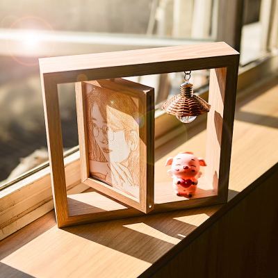 瑞仕兹木刻画照片定制DIY手工自制生日送闺蜜朋友女创意制作实用雕刻相片创意情侣生日礼物ins情人节礼品桌面摆件小灯饰