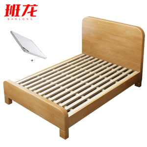 班龙公寓床1.5米+床垫原木色套