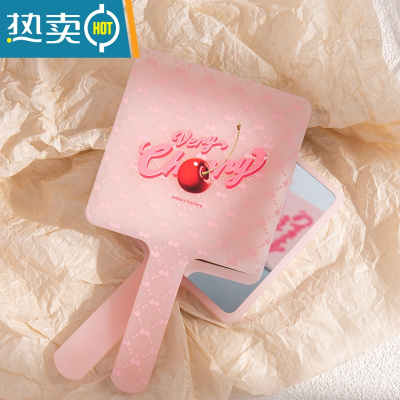 敬平pappy樱桃手持镜化妆镜创意便携少女梦幻补妆手柄学生桌面梳妆镜便携式用镜 樱桃手持镜
