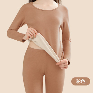 羊毛蚕丝德绒男士保暖内衣套装女加厚AB面秋衣秋裤男打底衫女秋冬