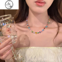 JiMi日落派对~糖果彩色水晶项链轻奢小众2023年新款锁骨链颈链女
