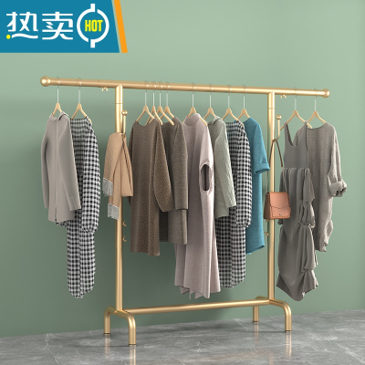 敬平加厚可伸缩升降晾衣架落地卧室宿舍学生凉晒衣杆折叠阳台服装架子 金色长可调80~150高可调120~180 中