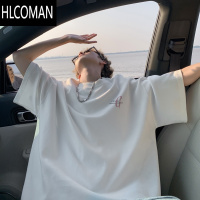 HLCOMAN夏季冰丝凉感短袖T恤男生美式潮牌ins半袖宽松体恤字母打底衫