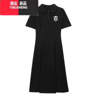 YIBUSHENG茶歇法式绿色polo连衣裙子女季2024新款学院风高级收腰显瘦长裙