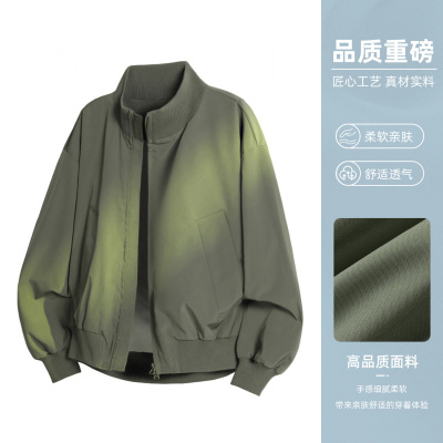 夹克男美式复古立领春秋季新款潮牌宽松休闲百搭工装夹克男士外套