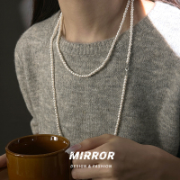 925纯银施家珍珠项链长款女锁骨链颈链毛衣链个性轻奢法式复古潮送女朋友老婆情人节七夕生日礼物