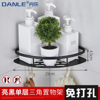 卫生间置物架壁挂厕所洗手间黑色墙上墙角转角三角收纳免打孔浴室 三维工匠 黑色三层三角篮(免打孔)储物架